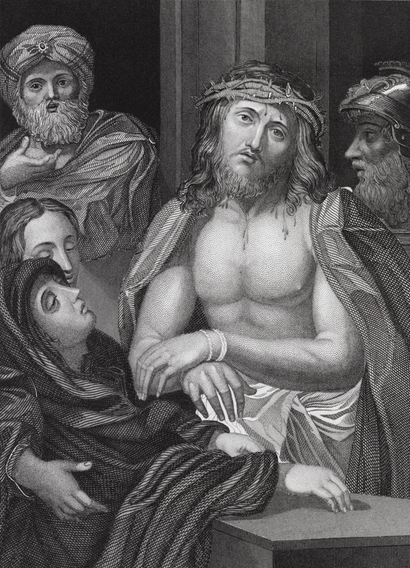 Ecce Homo, Izajasz, rozdz. 53, w. 5 (rycina) autorstwa Peter Paul (after) Rubens