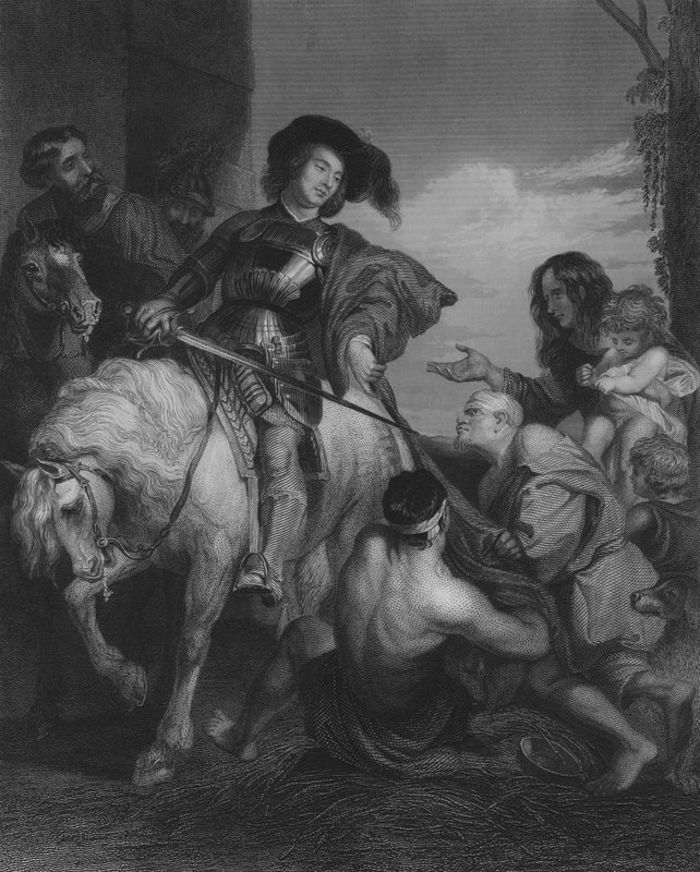 Św. Marcin rozdziela swój płaszcz (rycina) autorstwa Peter Paul (after) Rubens