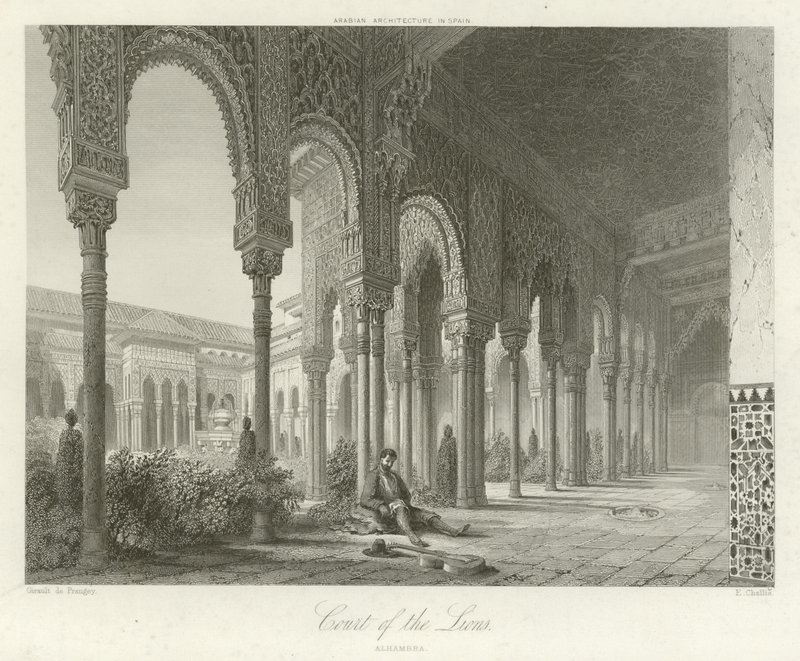 Court of the Lions, Alhambra, Granada, Hiszpania autorstwa Philibert Joseph Girault de Prangey