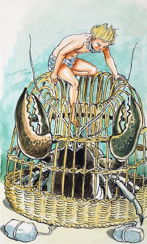 Crab Basket, ilustracja z książki "The Water Babies" autorstwa Charlesa Kingsleya autorstwa Philip Mendoza