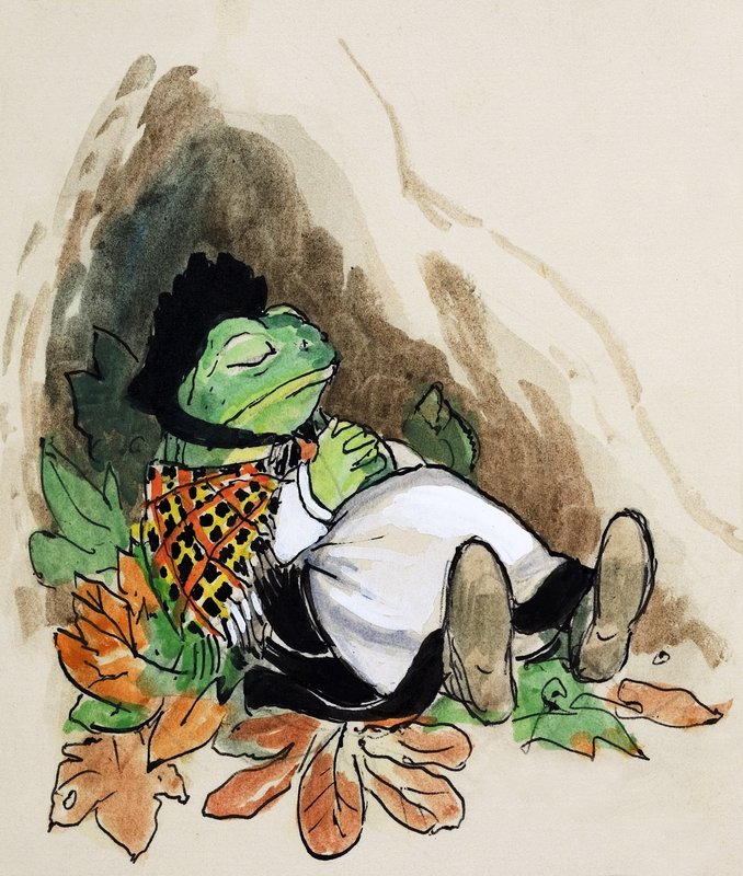 Ropucha z Toad Hall (gwasz na papierze) autorstwa Philip Mendoza