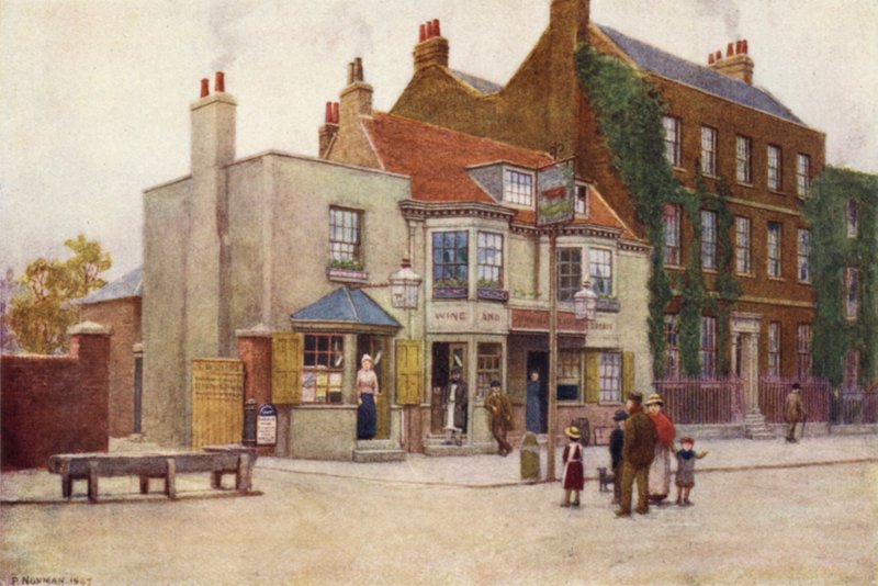 Red Cow Public House and Fairlawn, Hammersmith Road, 1897 autorstwa Philip Norman