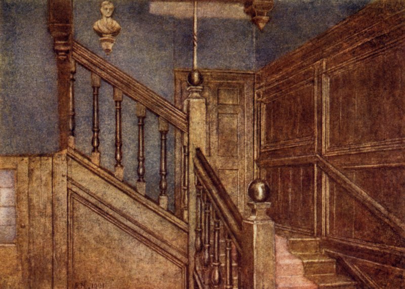 Schody w posiadłości Sandford Manor House, 1898 r. autorstwa Philip Norman