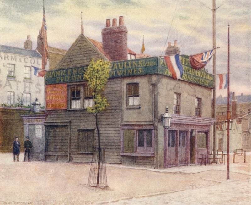 Vine Tavern, Mile End, patrząc na wschód, 1887 autorstwa Philip Norman