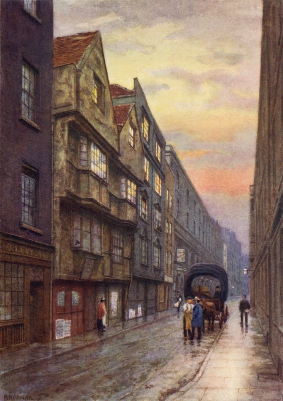 Wych Street, Strand, patrząc na północny zachód, 1901 r. autorstwa Philip Norman