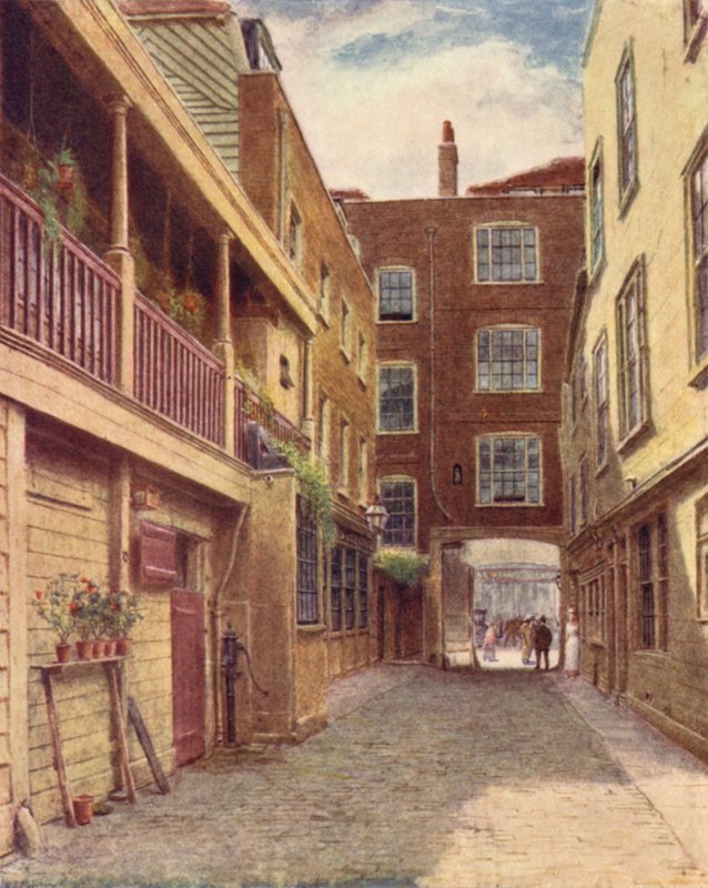 Yard of Old Bell Inn, Holborn, od północy, 1897 r. autorstwa Philip Norman