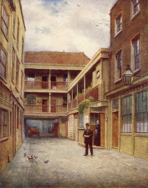 Yard of Old Bell Inn, Holborn, od południa, 1897 autorstwa Philip Norman