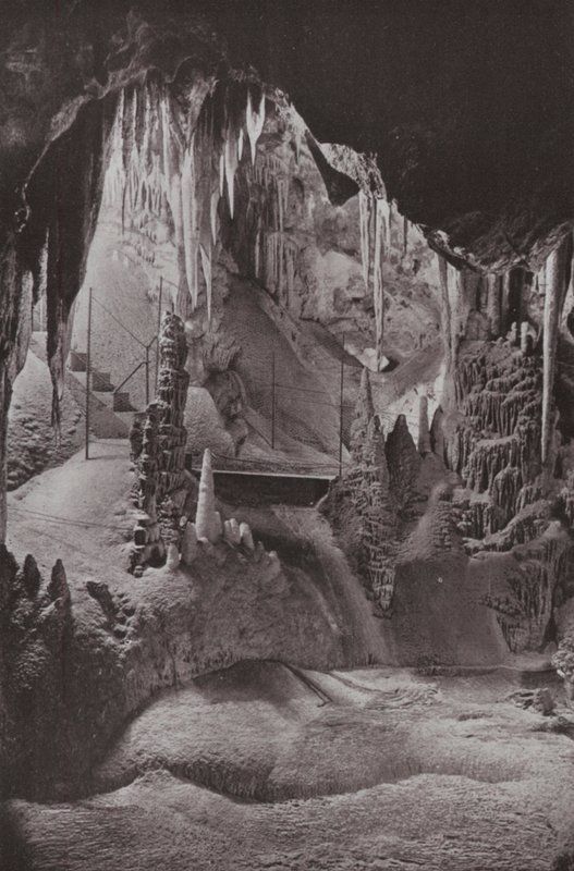 Scena w słynnych Jaskiniach Jenolan, Nowa Południowa Walia (zdjęcie czarno-białe) autorstwa Photographer Australian
