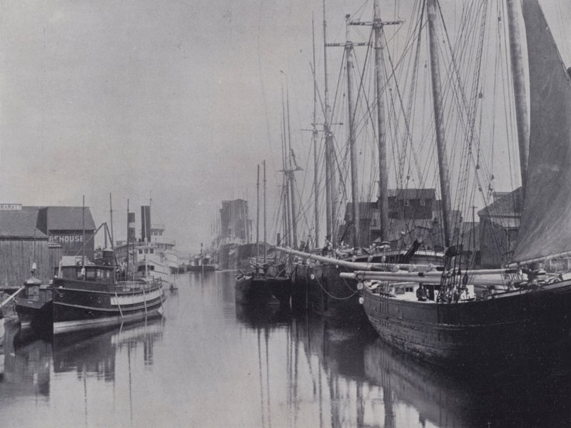 Kanada: Owen Sound Harbor (zdjęcie czarno-białe) autorstwa Photographer Canadian