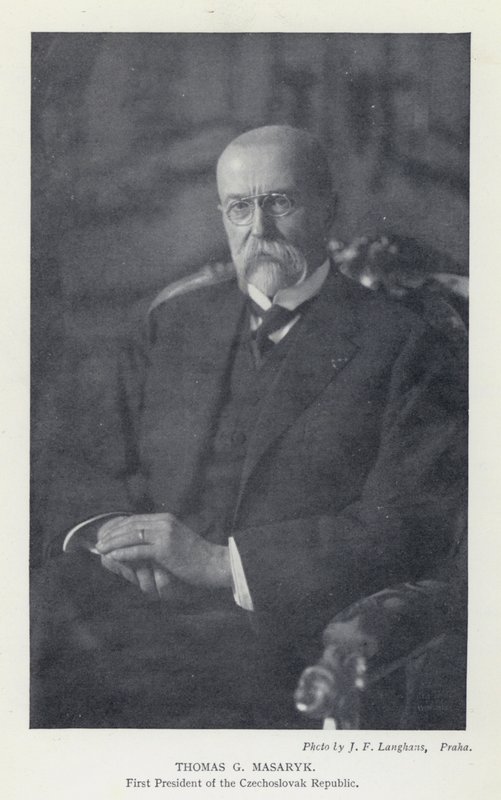 Czechosłowacja: Thomas G Masaryk, Pierwszy Prezydent Republiki Czechosłowackiej (zdjęcie czarno-białe) autorstwa Photographer Czech
