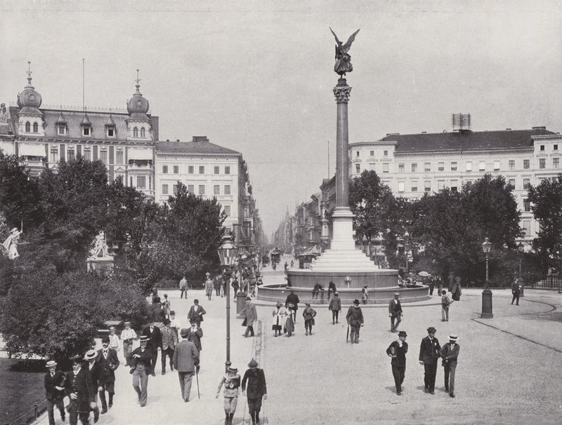 Belle-Alliance-Platz i Friedrich-Strasse (zdjęcie czarno-białe) autorstwa Photographer German