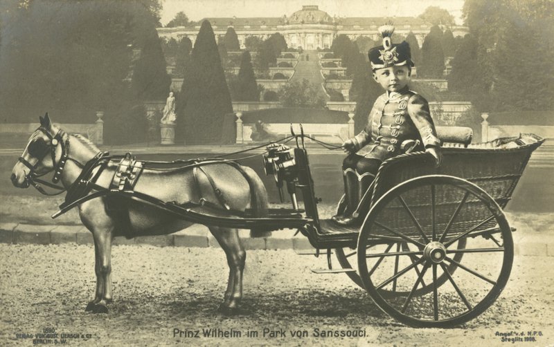 Książę koronny Willhelm, pałac Sanssouci, Poczdam (zdjęcie czarno-białe) autorstwa Photographer German
