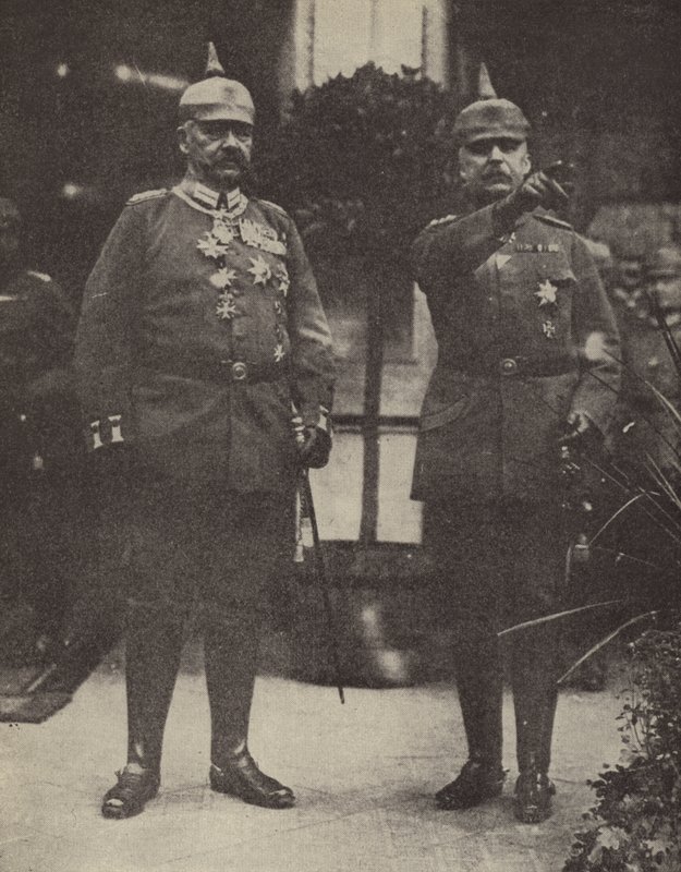 Marszałek polny von Hindenburg i generał Ludendorff, dowódcy armii niemieckiej (kolorowa litografia) autorstwa Photographer German