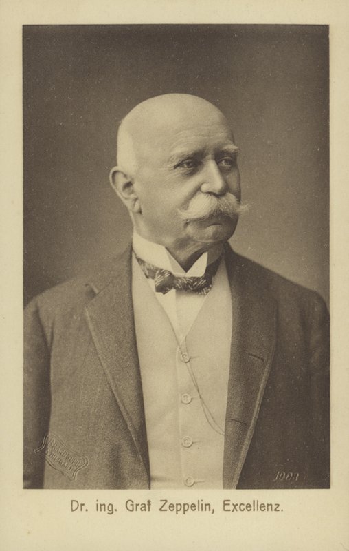 Graf Ferdinand von Zeppelin, niemiecki projektant i konstruktor sterowców (zdjęcie czarno-białe) autorstwa Photographer German