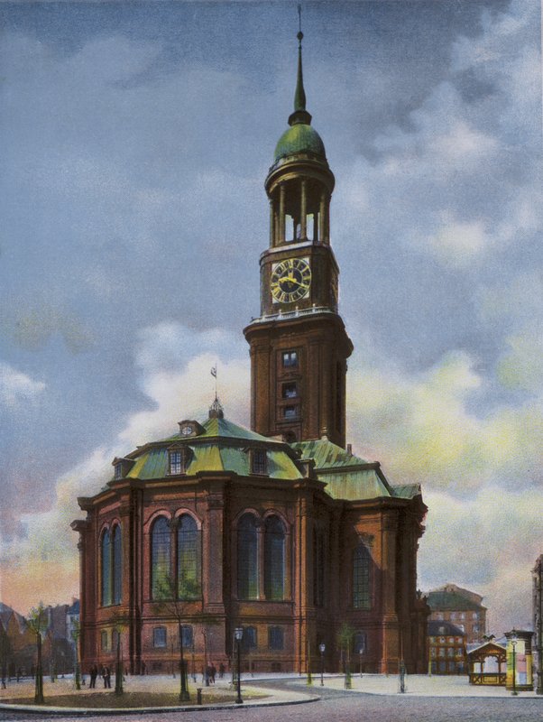 Hamburg: Michaeliskirche, spalony 3 czerwca 1906, odbudowany 1906-12 (zdjęcie) autorstwa Photographer German