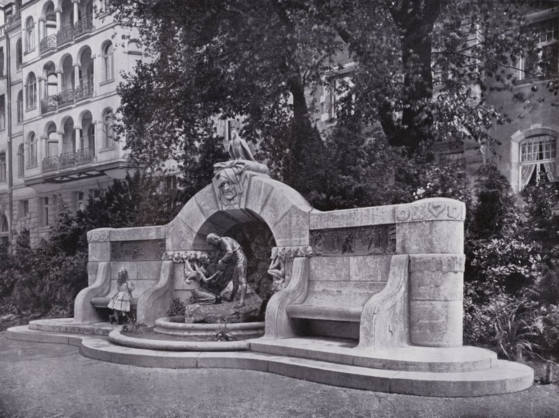 Lipsk: Marchenbrunnen (zdjęcie czarno-białe) autorstwa Photographer German