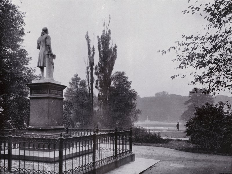 Lipsk: część Rosental z pomnikiem Gellerta (zdjęcie czarno-białe) autorstwa Photographer German