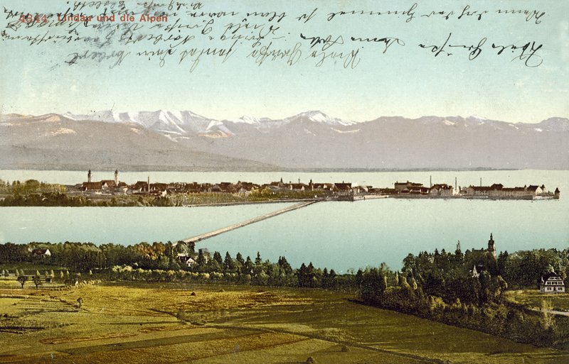 Lindau i Alpy (kolorowe zdjęcie) autorstwa Photographer German