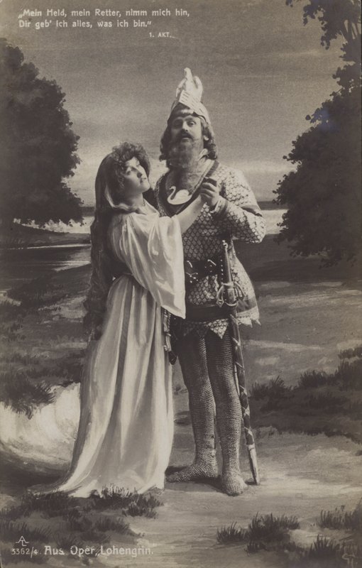 Produkcja opery „Lohengrin” Richarda Wagnera. (zdjęcie czarno-białe) autorstwa Photographer German