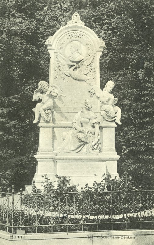 Pomnik Roberta Schumanna, Bonn, Niemcy (czarno-białe zdjęcie) autorstwa Photographer German