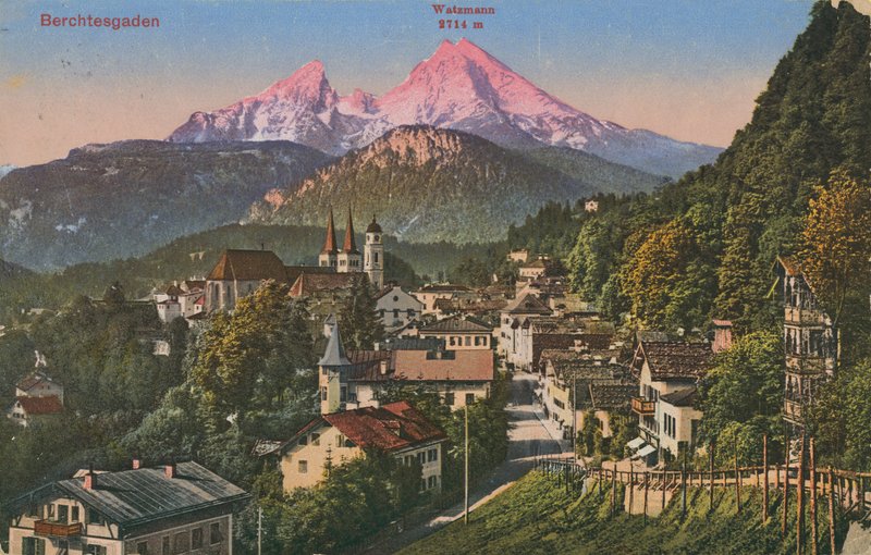 Góra Watzmann w Berchtesgaden, Niemcy. Pocztówka wysłana w 1913 roku. autorstwa Photographer German