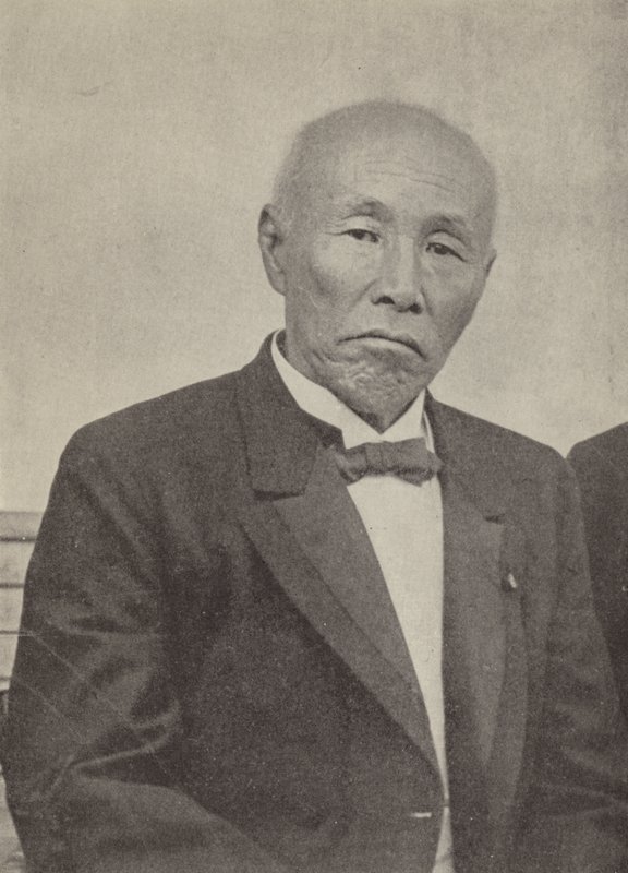 Okuma Shigenobu, premier Japonii w momencie wybuchu I wojny światowej (zdjęcie czarno-białe) autorstwa Photographer Japanese