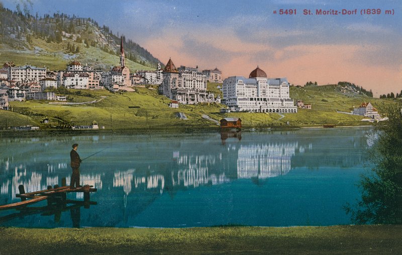 St. Moritz-Dorf. Pocztówka wysłana w 1913 roku. autorstwa Photographer Swiss
