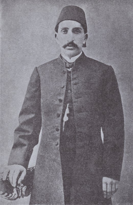 Abdul Hamid II, sułtan Imperium Osmańskiego, obalony przez Młodych Turków w 1909 (zdjęcie czarno-białe) autorstwa Photographer Turkish