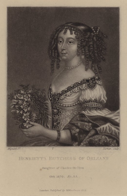 Henrietta, księżna Orleanu, córka króla Karola I (mezzotinta) autorstwa Pierre (after) Mignard