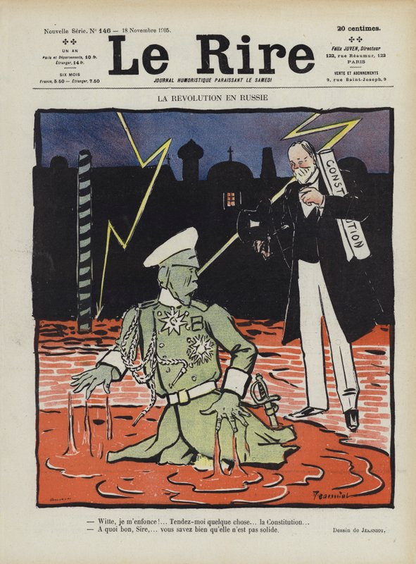 Rewolucja w Rosji. Ilustracja do Le Rire autorstwa Pierre Georges Jeanniot
