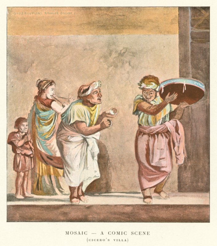 Mozaika, Scena komiksowa, Willa Cycerona (litografia kolorowa) autorstwa Pierre Gusman