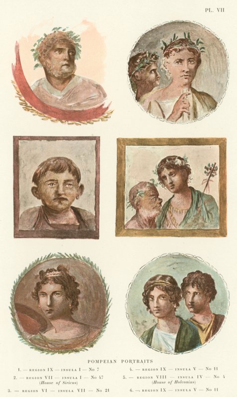 Portrety Pompejańskie (kolor lito) autorstwa Pierre Gusman