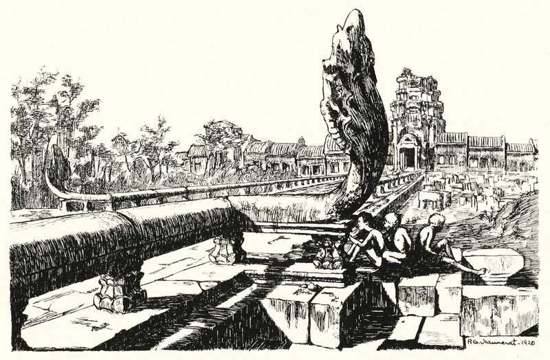 W parku Angkor Vat Zachodnie Gopury (rycina) autorstwa Pierre Jeannerat de Beerski