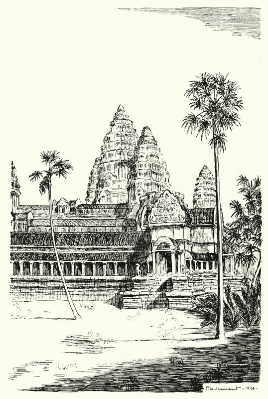 Wieże Angkor Vat (rycina) autorstwa Pierre Jeannerat de Beerski