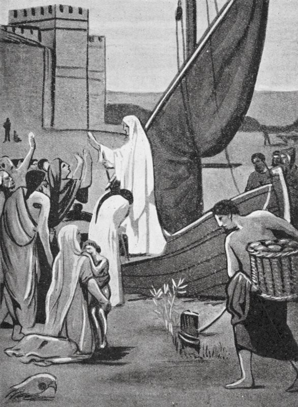 Święta Genowefa przywozi zaopatrzenie do Paryża (litografia) autorstwa Pierre Puvis de Chavannes