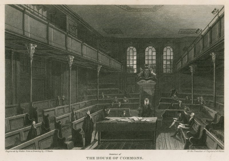 Wnętrze Izby Gmin, Westminster, Londyn autorstwa Pieter Jansz. Quast