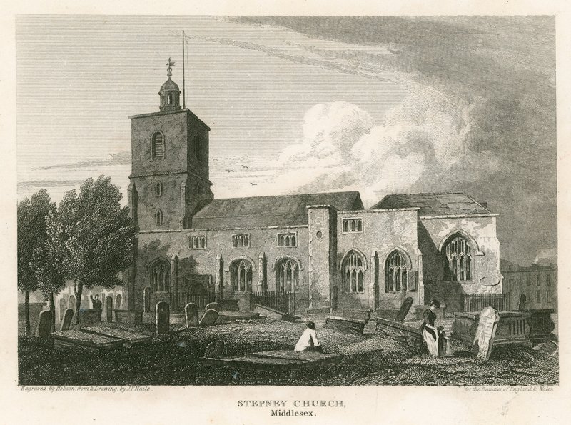 Kościół Stepney, Londyn autorstwa Pieter Jansz. Quast