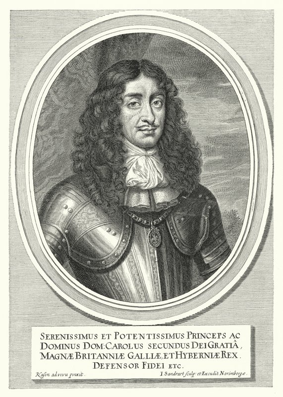 Karol II, król Anglii, Szkocji i Irlandii (grafika) autorstwa Pieter Nason