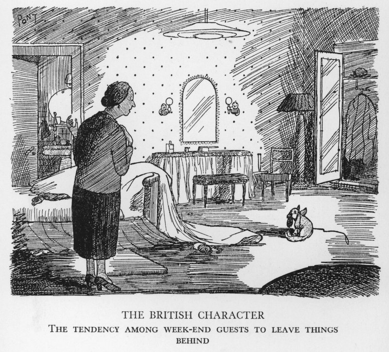 The British Character, Tendencja wśród gości weekendowych do pozostawiania po sobie rzeczy (litho) autorstwa Pont