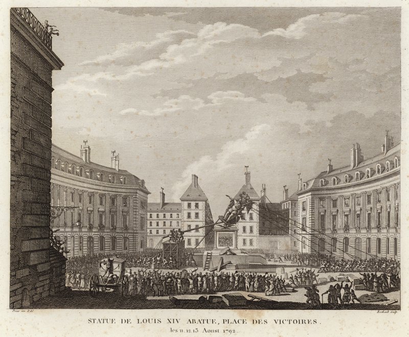 Posąg Ludwika XIV zdjęty na Place des Victoires autorstwa Prieur