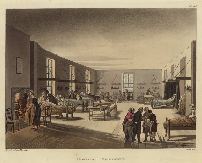 Szpital autorstwa Pugin and Rowlandson