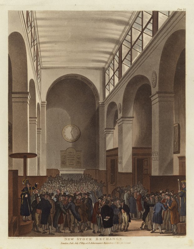 Nowa Giełda Papierów Wartościowych autorstwa Pugin and Rowlandson