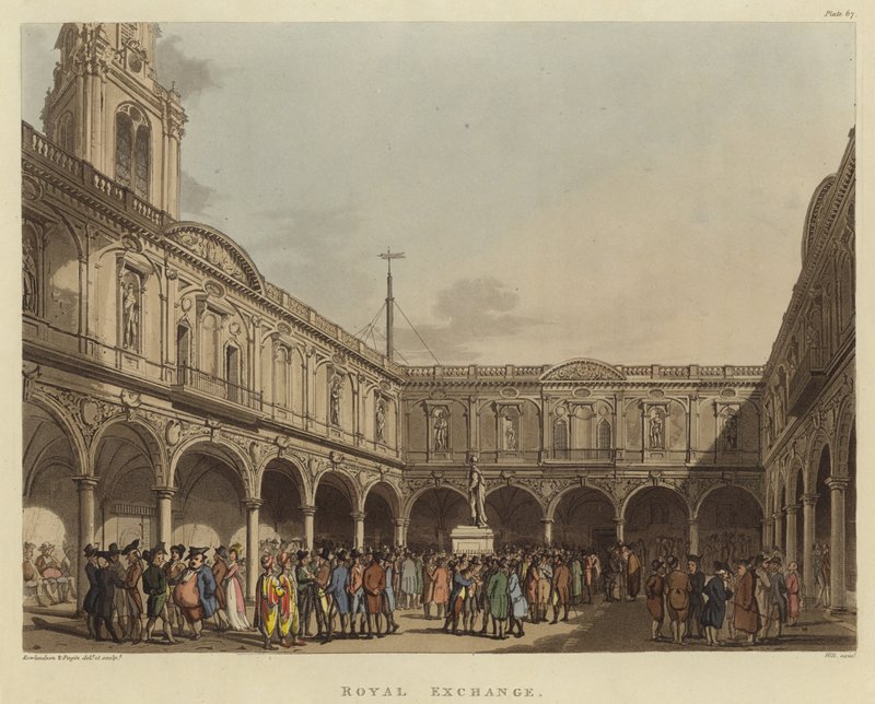 Giełda królewska autorstwa Pugin and Rowlandson