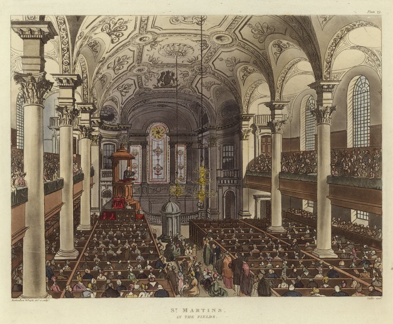 St Martins na polach autorstwa Pugin and Rowlandson
