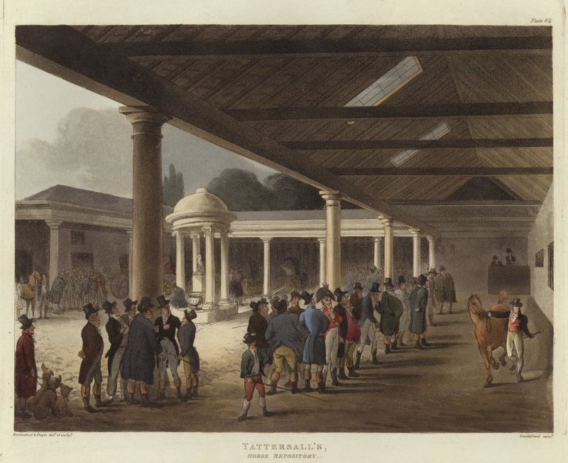 Repozytorium koni Tattersalla autorstwa Pugin and Rowlandson