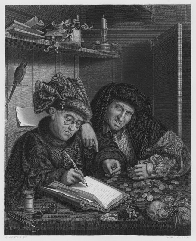 Skąpcy, ze zdjęcia w Królewskiej Kolekcji (rycina) autorstwa Quentin (after) Massys or Metsys