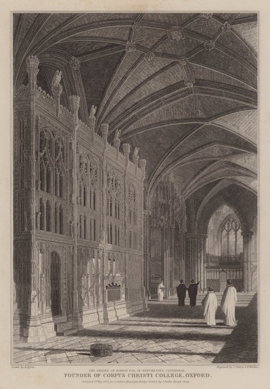 Sanktuarium biskupa Foxe, założyciela Corpus Christi College w Oksfordzie, w katedrze w Winchester (rycina) autorstwa R. (after) Essex