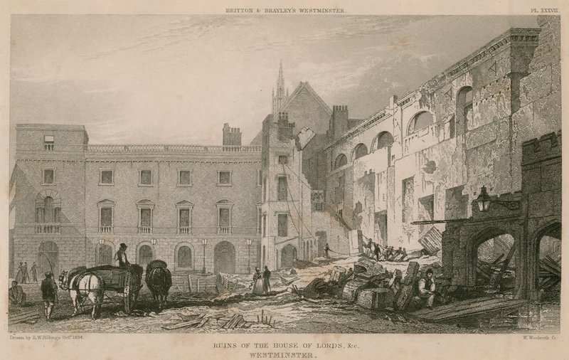 Ruiny Izby Lordów, Westminster autorstwa R. W. Billings