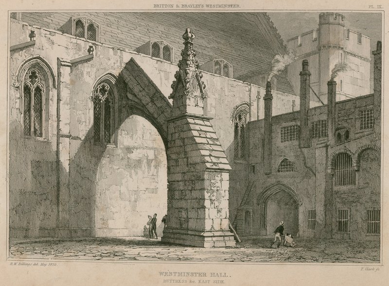 Westminster Hall, przypora od strony wschodniej autorstwa R. W. Billings
