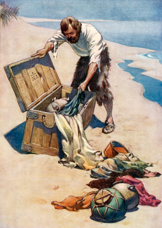 Ilustracja do Robinsona Crusoe autorstwa Daniela Defoe (kolor lito) autorstwa Ralph Noel Pocock